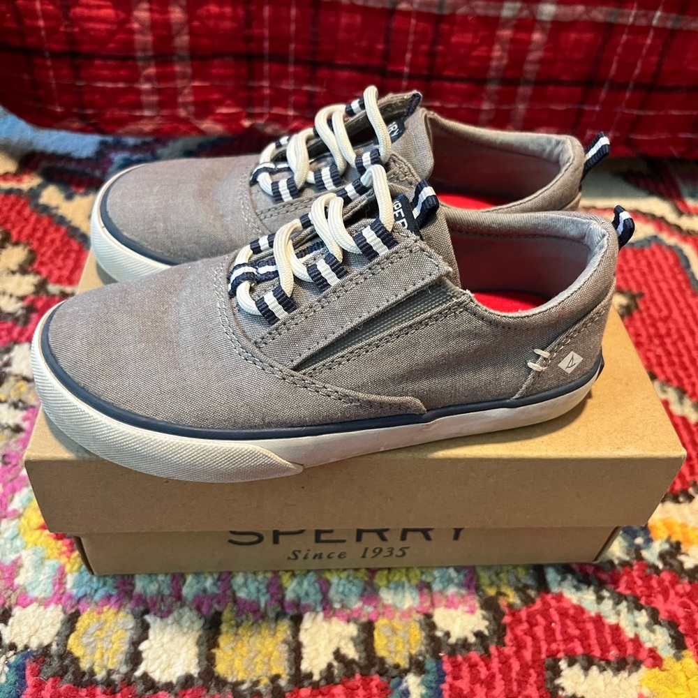 Gray Kids Sperry Leeboard Jr Sneaker